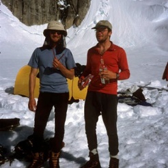 Scott DeCapio (L) and I enjoying the good life on the Tokositna after a rapid ascent of Mt. Huntington in 2001.